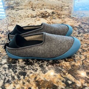 MAHABIS classic slipper womens 40 9.5 gray boiled wool blue sole liner